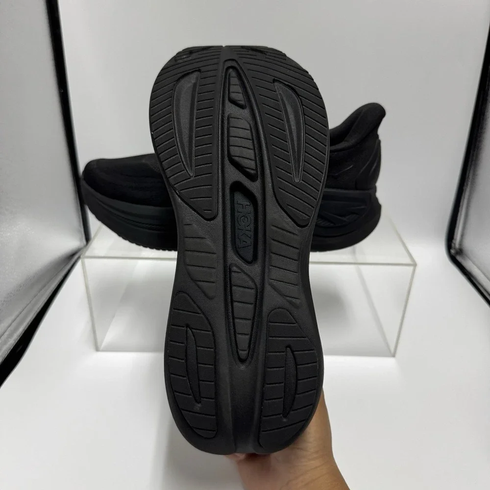 Hoka Skyward Laceless Triple Black 1168876 BBLC running Shoes Men's Size 12